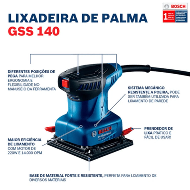 Lixadeira Orbital de Palma Bosch GSS 140 220W